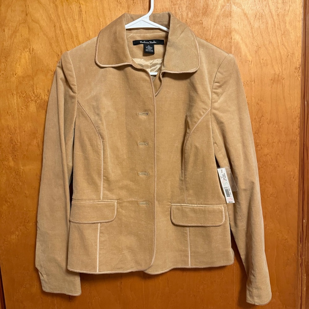 Madeline Stuart Camel Suede-Look Blazer Jacket
